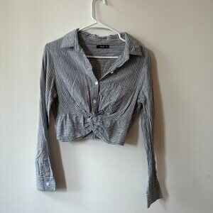 DNA Grey Long Sleeve Crop Top, Small